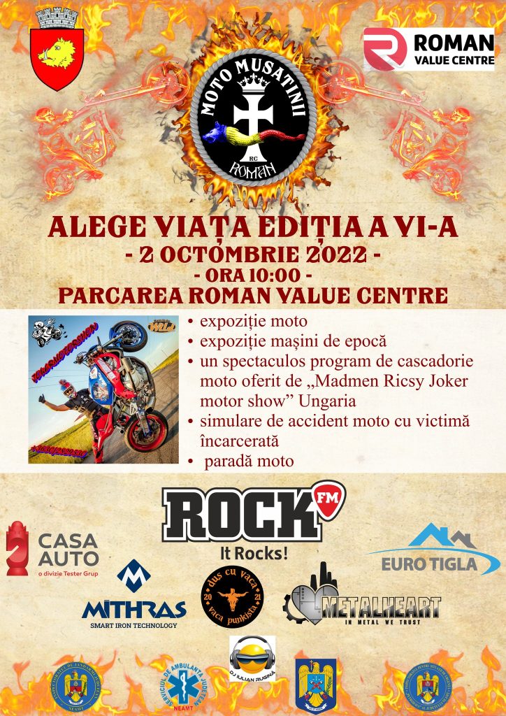 Clubul Moto Mușatinii RC Roman vă invită la a VI-a ediție a evenimentului Alege Viața