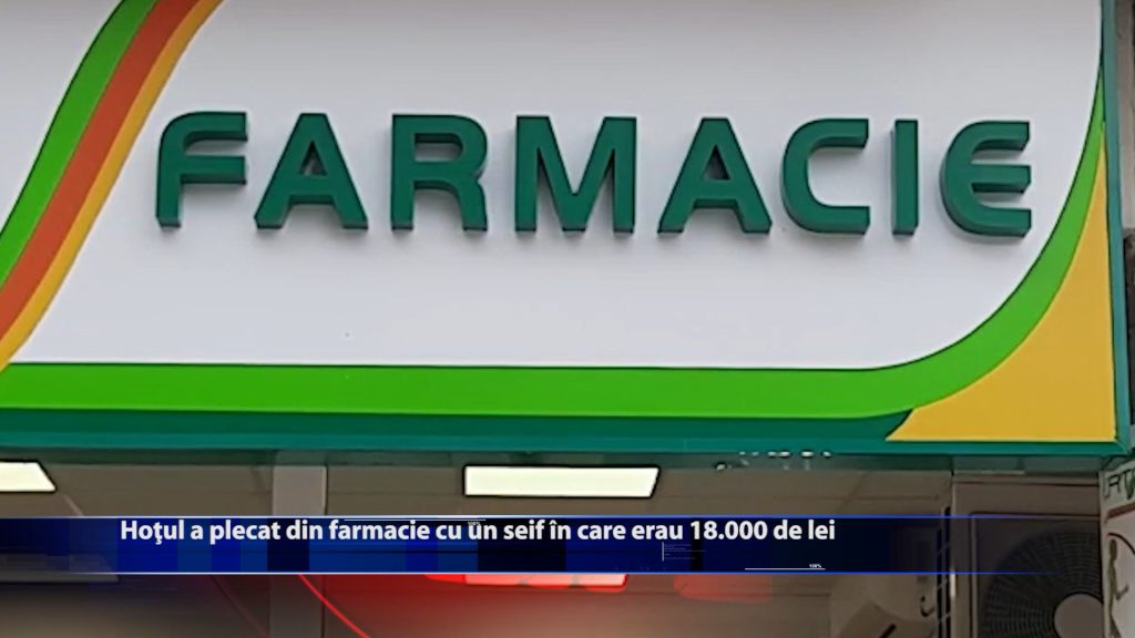 Hoțul a plecat din farmacie cu un seif în care erau 18.000 de lei