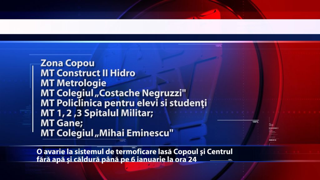 O avarie la sistemul de termoficare lasa Copoul si Centrul fara apa calda si caldura pana pe 6 ianuarie la ora 24