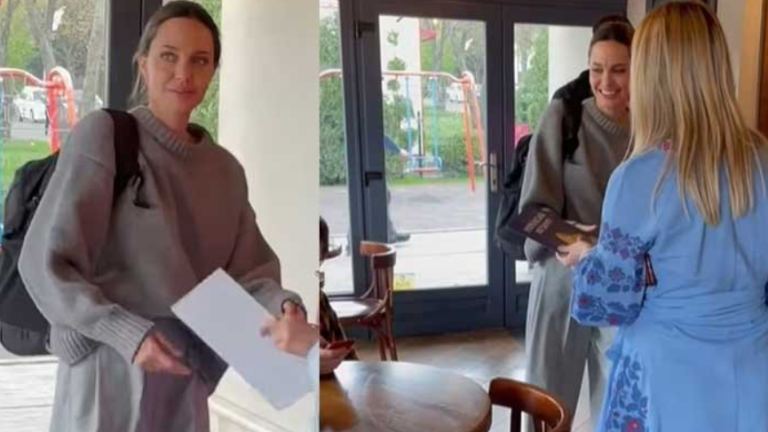 VIDEO: Angelina Jolie a venit în Ucraina și a fost văzută într-o cafenea din Liov!