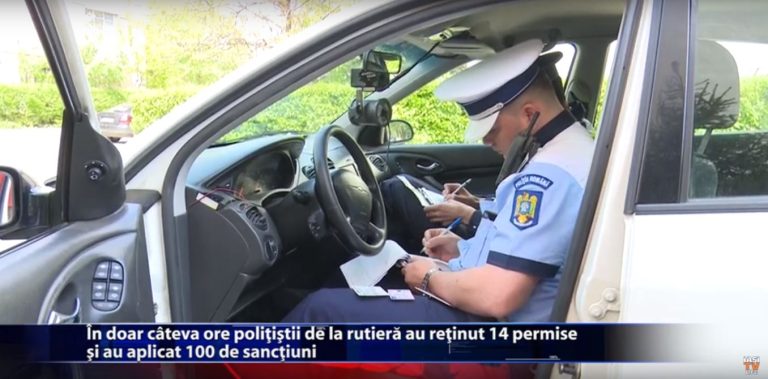 In doar cateva ore politistii de la rutiera au fost retinute 14 permise si au aplicat 100 de sanctiuni