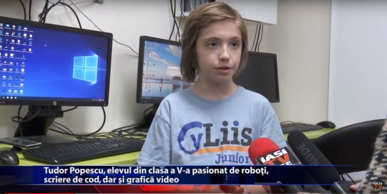 Tudor Popescu, elevul din clasa V-a pasionat de roboti, scriere de cod, dar si grafica video
