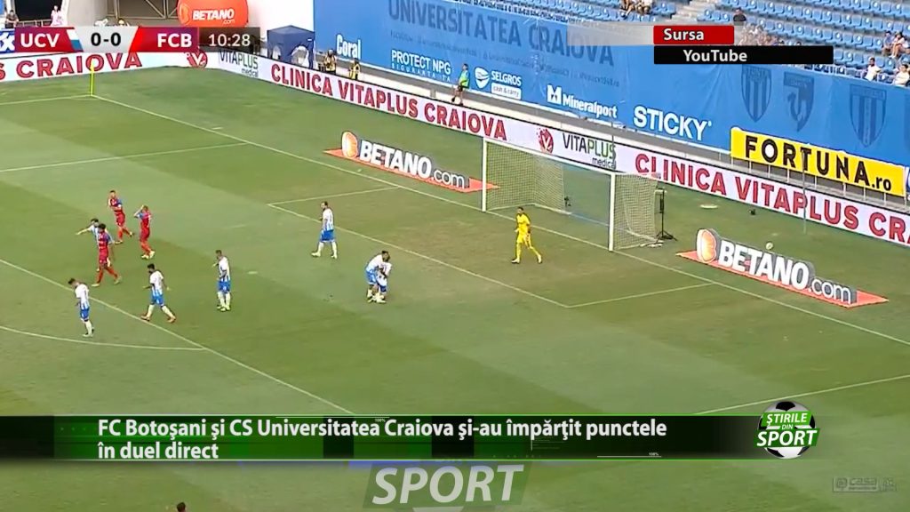 FC Botosani si CS Universitatea Craiova si-au impartit punctele in duelul direct