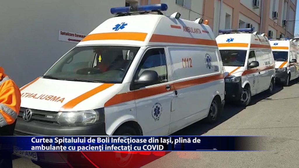 Curtea Spitalului de Boli Infectioase din Iasi, plina de ambulante cu pacienti infectati cu COVID