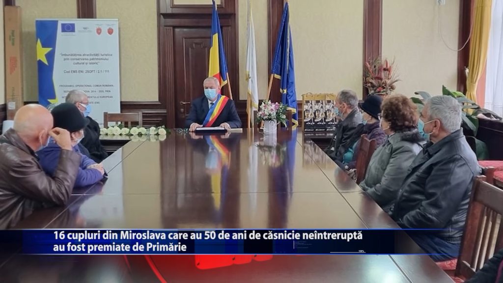 16 cupluri din Miroslava care au 50 de ani de căsnicie neîntreruptă au fost premiate de Primărie