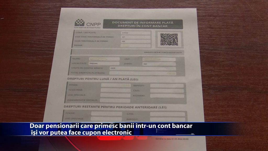 Doar pensionarii care primesc banii intr-un cont bancar isi vor putea face cupon electronic
