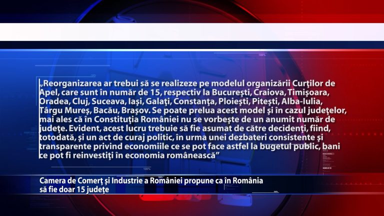 Camera de Comert si Industrie a Romaniei propune ca in Romania sa fie doar 15 judete