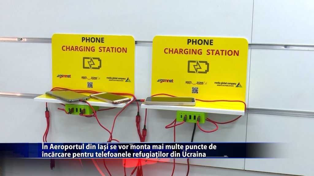 In Aeroportul din Iasi se vor monta mai multe puncte de incarcare pentru telefoanele refugiatilor din Ucraina