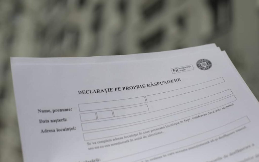 Declaraţia pe proprie răspundere valabilă de luni, 9 noiembrie. Descarcă aici documentul