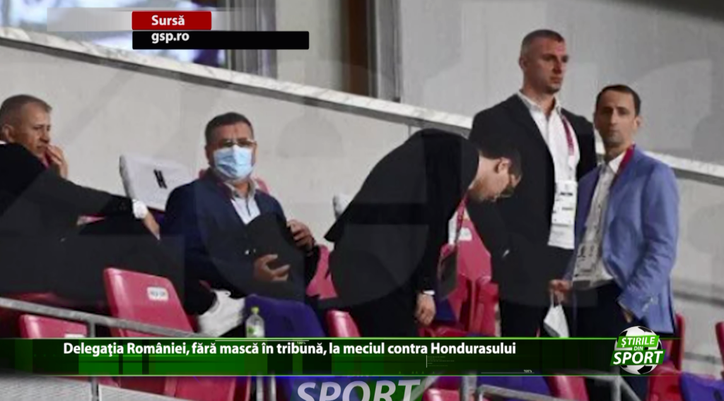 FRF sfidează pandemia. Delegația României, fără mască în tribună, la meciul contra Hondurasului