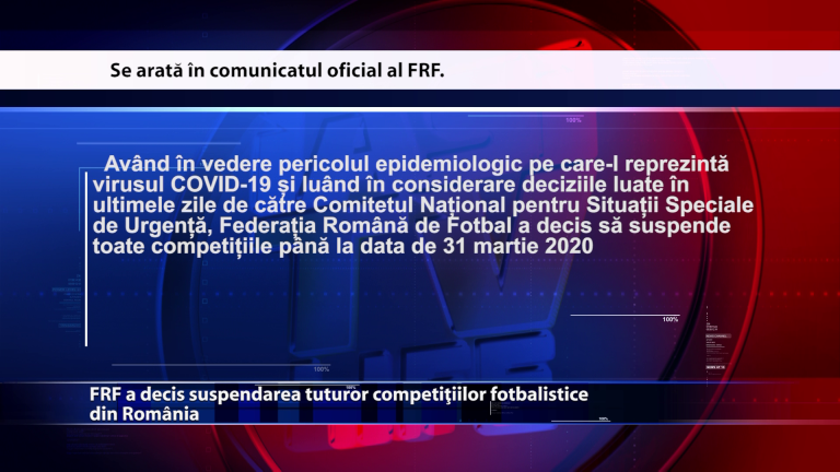 FRF a decis suspendarea tuturor competitiilor fotbalistice din Romania