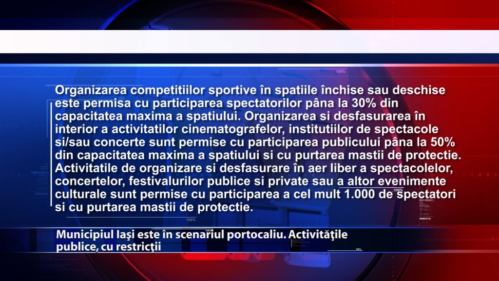 Municipiul Iași este în scenariul portocaliu. Activitățile publice, cu restricții