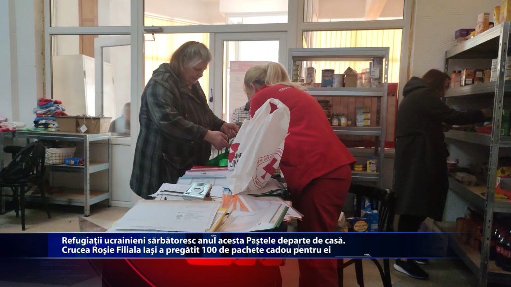 Refugiatii ucrainieni sarbatoresc anul acesta Pastele departe de casa. Crucea Rosie Filiala Iasi a pregatit 100 de pachete cadou pentru ei