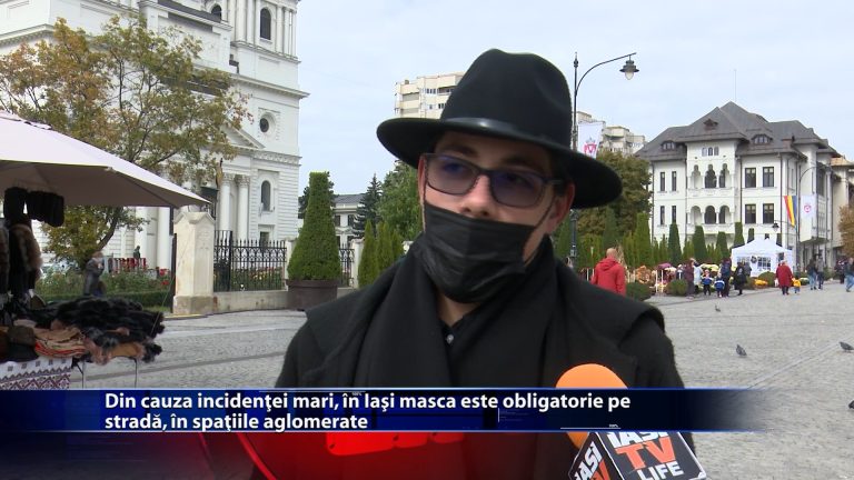 Din cauza incidenței mari, în Iași masca este obligatorie pe stradă în spațiile aglomerate