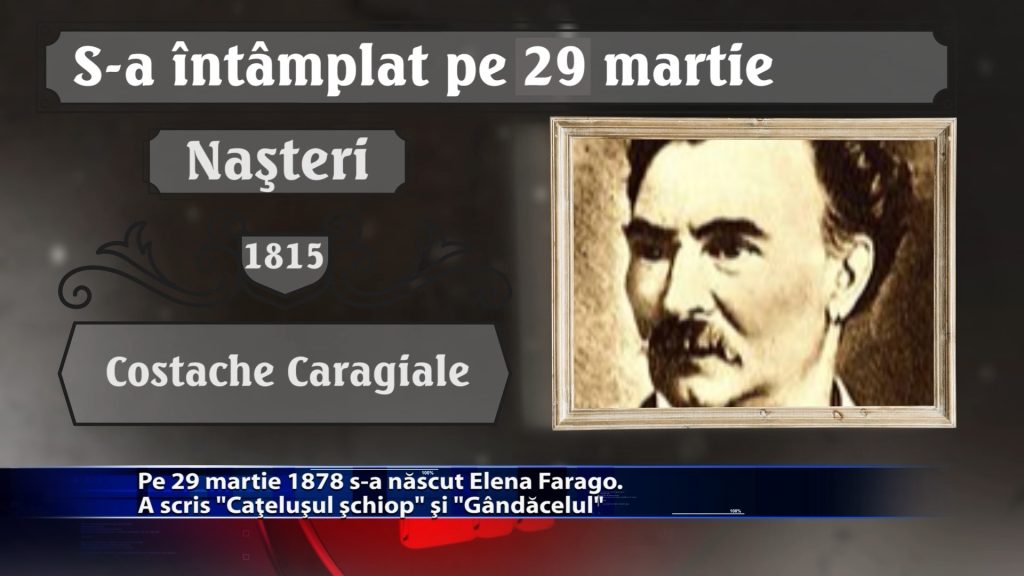 Pe 29 martie 1878 s-a nascut Elena Farago. A scris „Catelusul schiop” si „Gandacel”