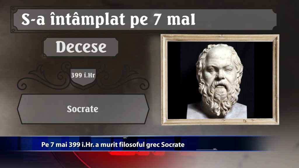 Pe 7 mai 399 i.Hr. a murit filosoful grec Socrate