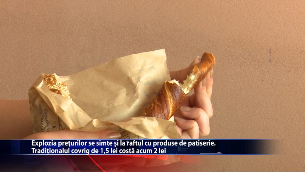 Explozia preturilor se simte si la raftul cu produse de patiserie. Traditionalul covrig de un 1,50 lei costa acum 2 lei