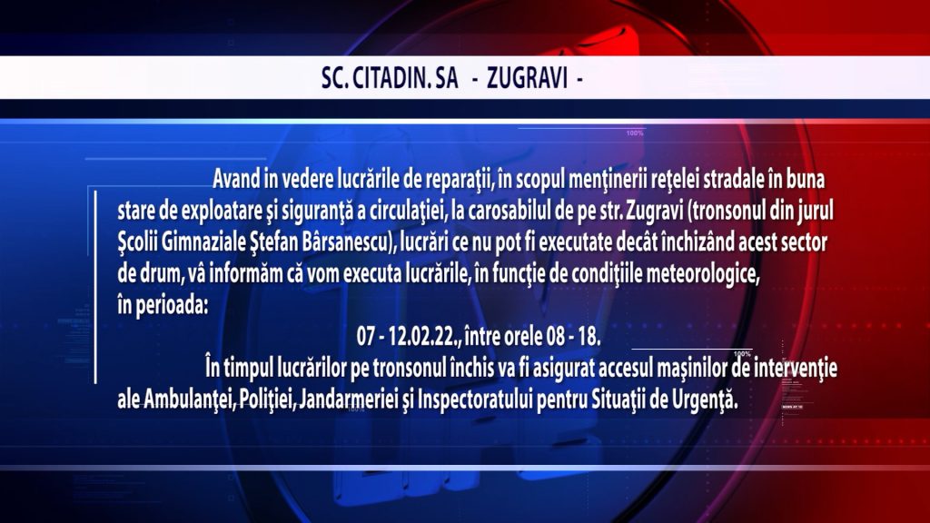 ANUNȚ CITADIN ZUGRAVI
