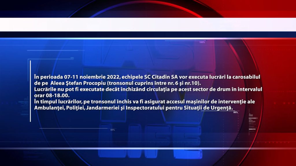 Anunț CITADIN / Aleea Ștefan Procopiu