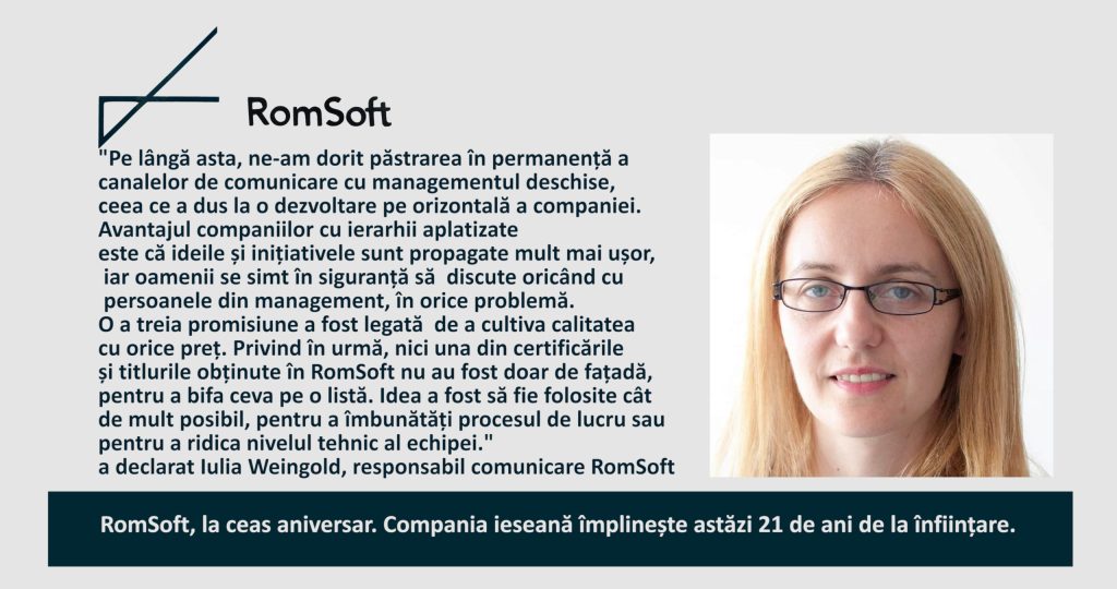 Romsoft, la ceas aniversar. Compania ieseana implineste astazi 21 de ani de la infiintare