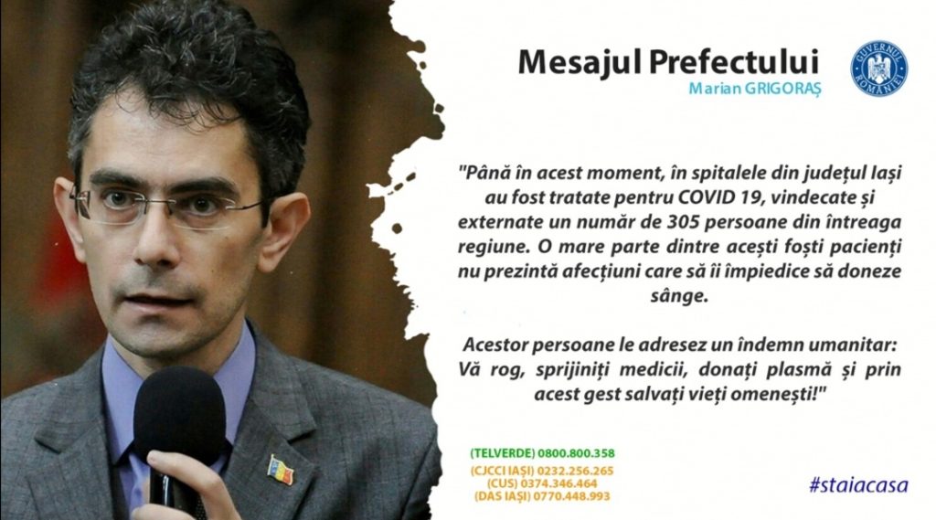 Apel al Prefectului Județului Iași, Marian Grigoraș