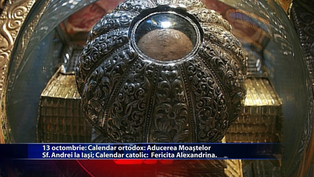 Sfintii zilei: Calendar ortodox: Aducerea Moastelor Sf. Andrei la Iasi Calendar catolic: Fericita Alexandrina