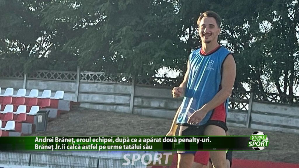Andrei Brăneț, eroul echipei, după ce a parat două penaty-uri. Brăneț Jr. îi calcă astfel pe urme tatălui său, Cristian Brăneț, fostul portar al Politehnicii Iași
