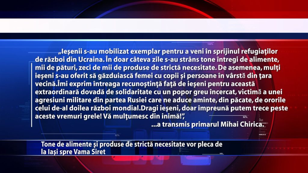 Tone de alimente si produse de stricta necesitate vor pleca de la Iasi spre Vama Siret