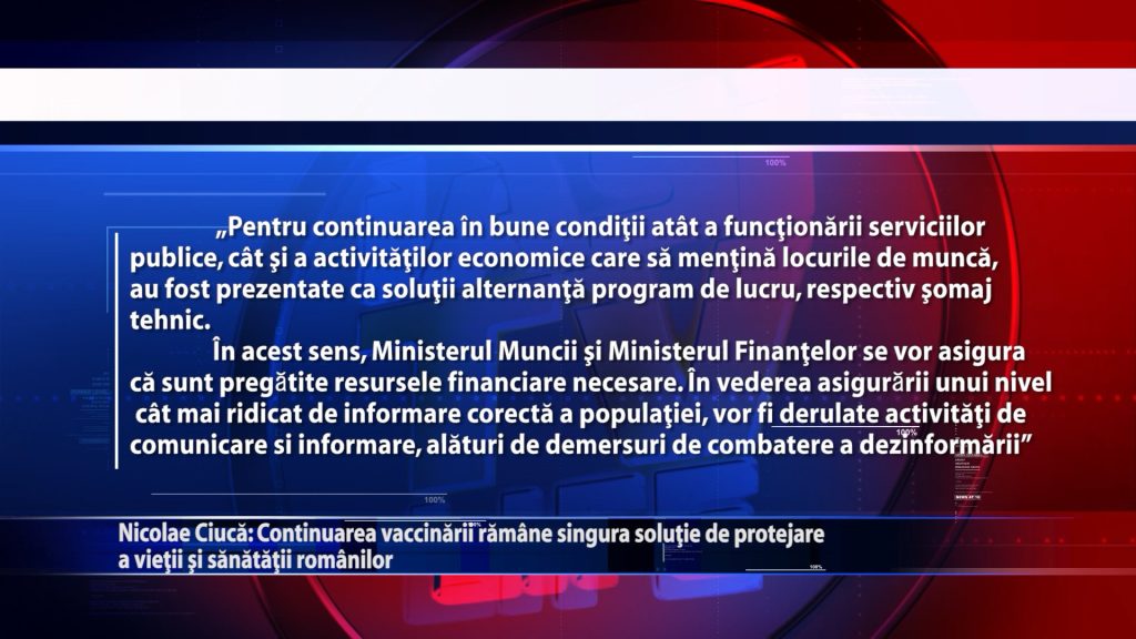 Continuarea vaccinarii ramane singura solutie de protejare a vietii si sanatatii romanilor