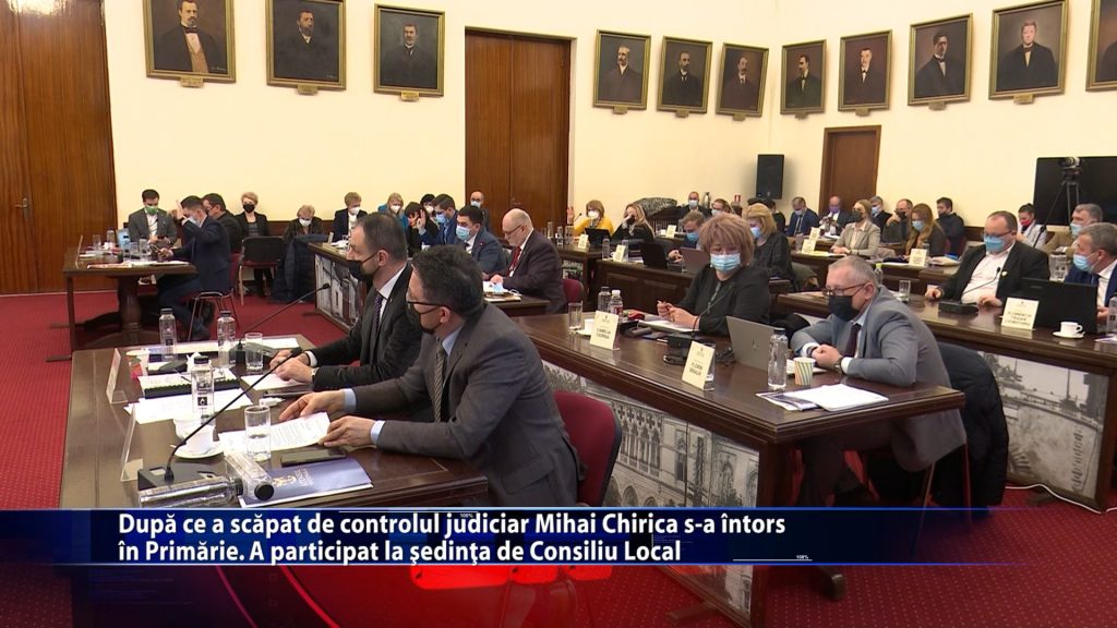 Dupa ce a scapat de controlul judiciar Mihai Chirica s-a intors in Primarie. A participat la sedinta de Consiliu Local