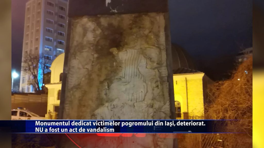 Monumentul dedicat victimelor pogromului din Iasi, deteriorat. NU a fost un act de vandalism