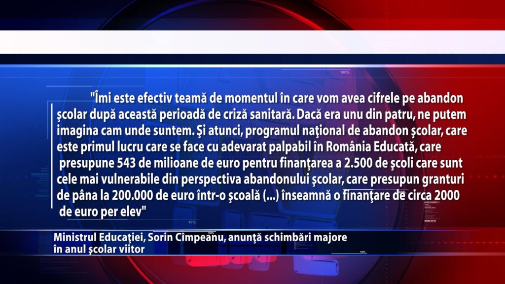 Ministrul Educatiei, Sorin Cimpeanu, anunta schimbari majore in anul scolar viitor