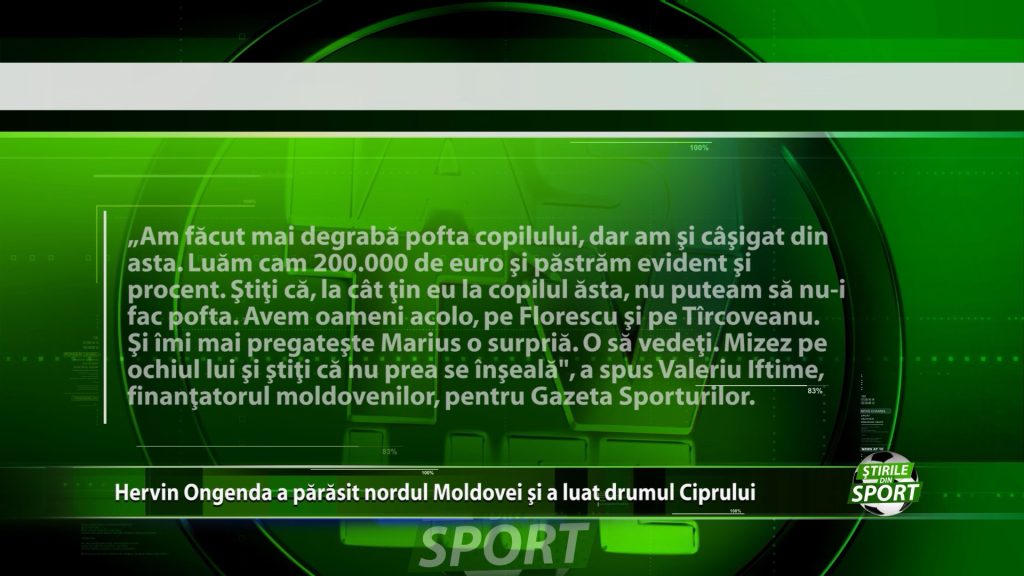 Hervin Ongenda a parasit nordul Moldovei si a luat drumul Ciprului. Pe ce suma l-a cedat Valeriu Iftime?