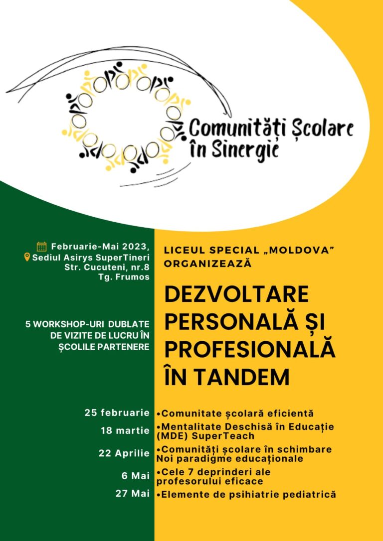 Comunități școlare în sinergie. Dezvoltare personală și profesională în tandem