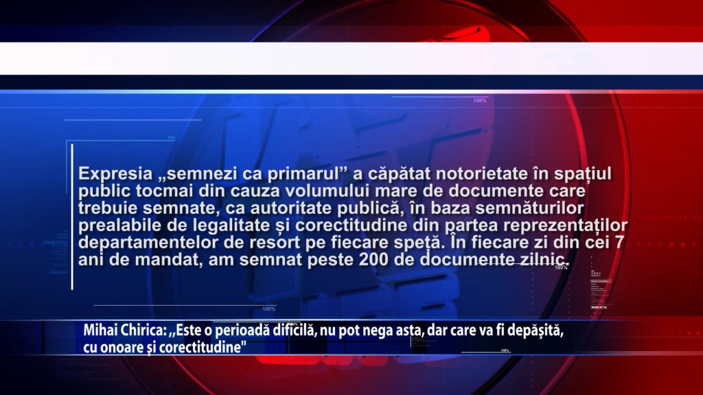 Mihai Chirica: Este o perioada dificila, nu pot nega asta, dar care va fi depasita, cu onoare si corectitudine