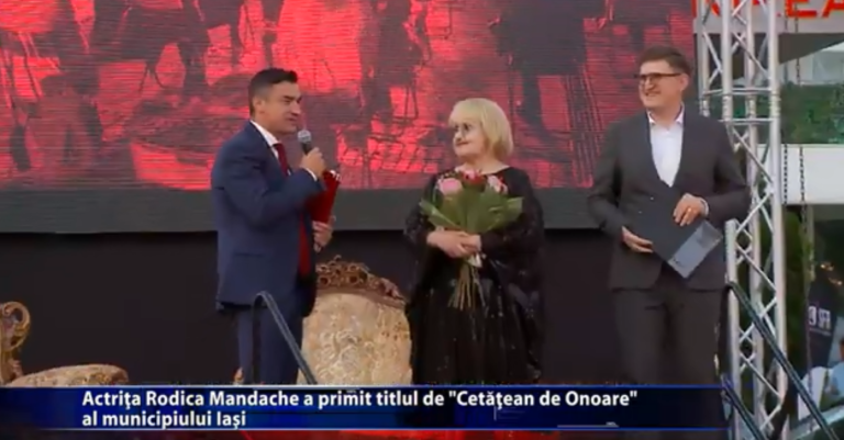 Actrița Rodica Mandache a primit titlul de ,,Cetățean de Onoare” al municipiului Iași
