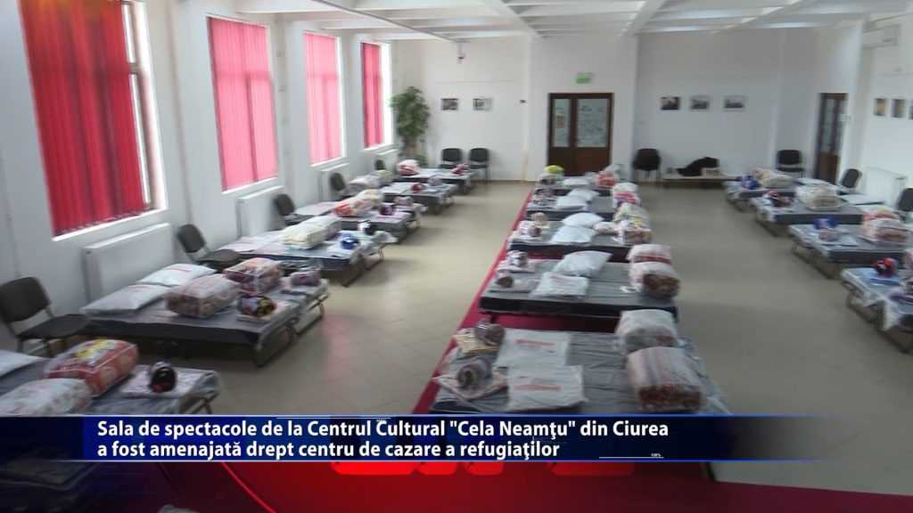 Sala de spectacole de la Centrul Cultural Cela Neamtu din Ciurea a fost amenajata drept centru de cazare a refugiatilor din Ucraina
