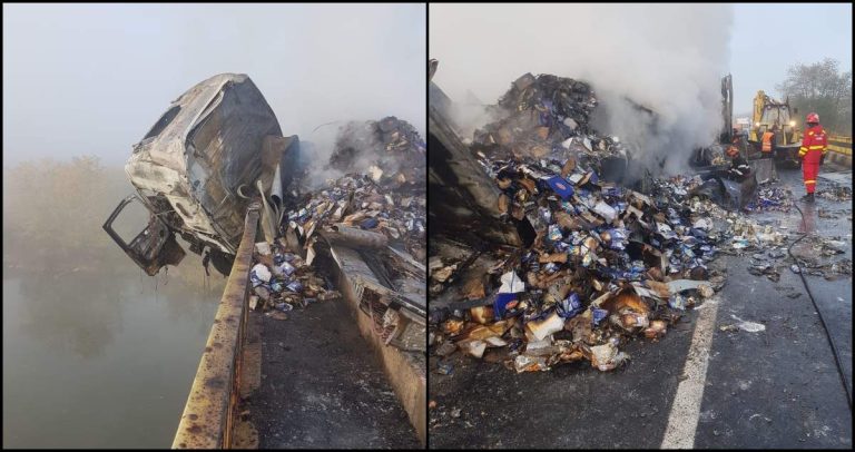 Un tânăr s-a aruncat dintr-un TIR în flăcări. Vezi ce s-a întâmplat