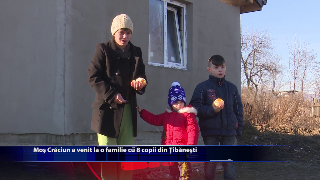 Mos Craciun a venit la o familie cu 8 copii din Tibanesti