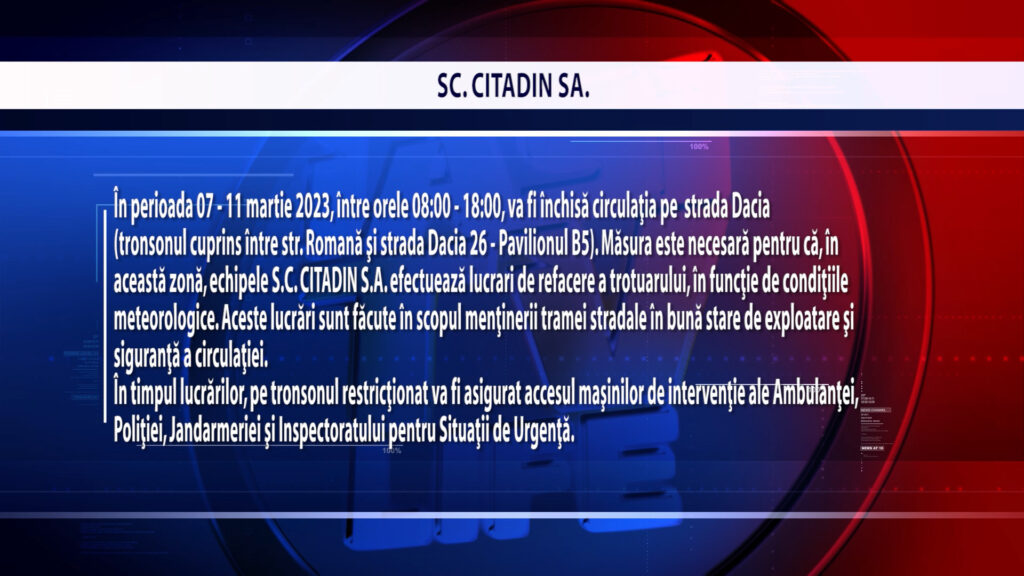 ANUNT CITADIN (STR. DACIA)