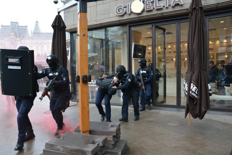 VIDEO și FOTO. Ziua Jandarmeriei Române, sărbătorită la Iași. Demonstrațiile de luptă corp la corp, câinii de intervenție și caii i-au impresionat pe cei mici