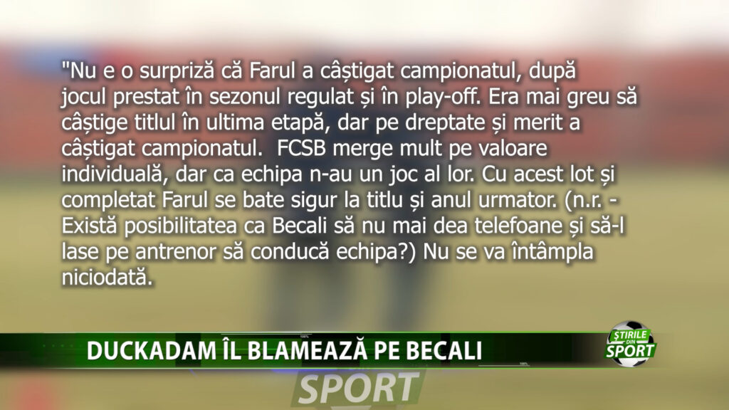 DUCKADAM IL BLAMEAZA PE BECALI