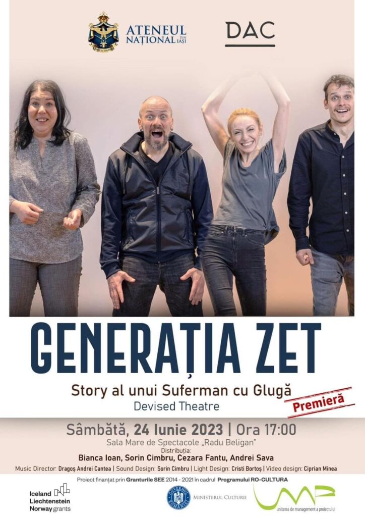 Astăzi are loc premiera spectacolului „Generaţia Zet – Story al unui Suferman cu glugă” la Ateneului Naţional din Iaşi