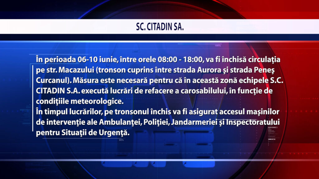 ANUNȚ CITADIN (Macazului)