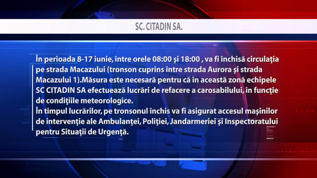 ANUNȚ CITADIN (MACAZULUI)