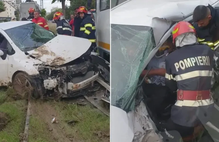 Accident cu un tramvai și o mașină pe Nicolae Iorga. O victimă încarcerată