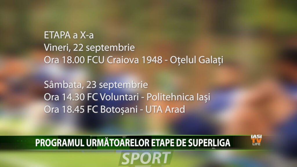 PROGRAMUL URMATOARELOR ETAPE DE SUPERLIGA