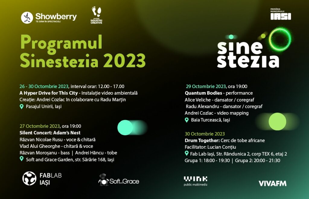 SINESTEZIA REVINE ÎN PERIOADA 26 – 30 OCTOMBRIE 2023 LA IAȘI