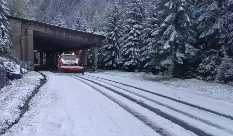 VIDEO. Prima zăpadă din acest sezon, în România. Utilajele de deszăpezire au intervenit luni dimineață