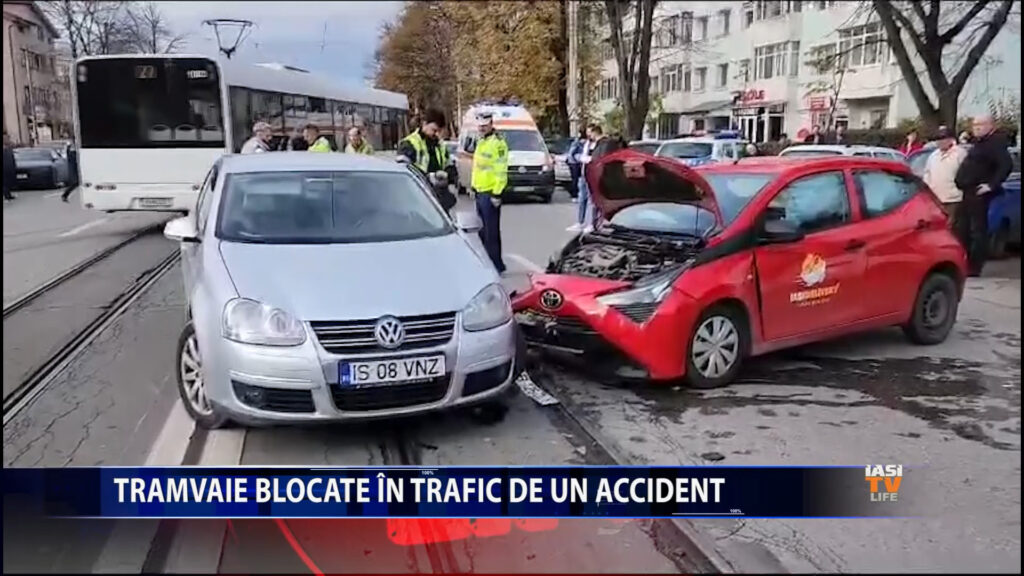 Tramvaie blocate în trafic de un accident
